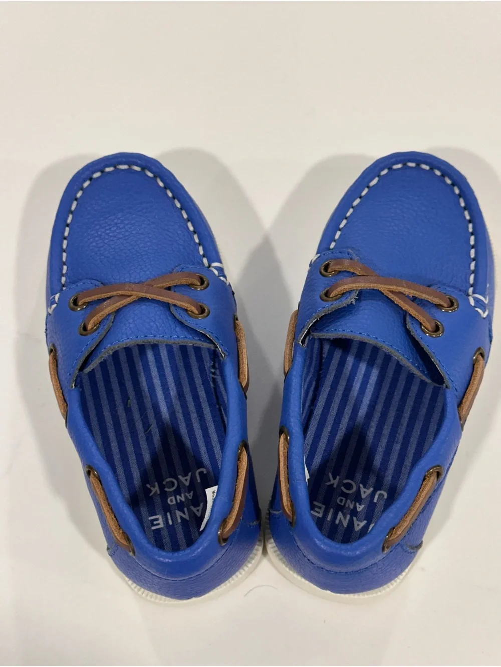 Janie and Jack Royal Blue & Brown Kids Boat Shoes